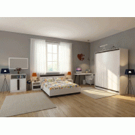 Dormitor Verona Alb/Gri cu pat 140x200 cm